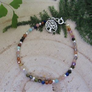 Pulsera Única de ágata de colores y plata de ley