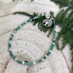 Pulsera Única de ágata verde y plata de ley