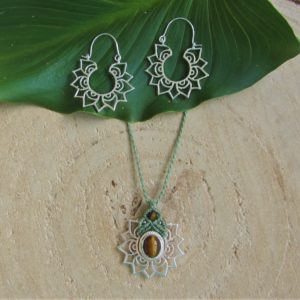 Conjunto Tara Flor de Loto con Ojo de Tigre