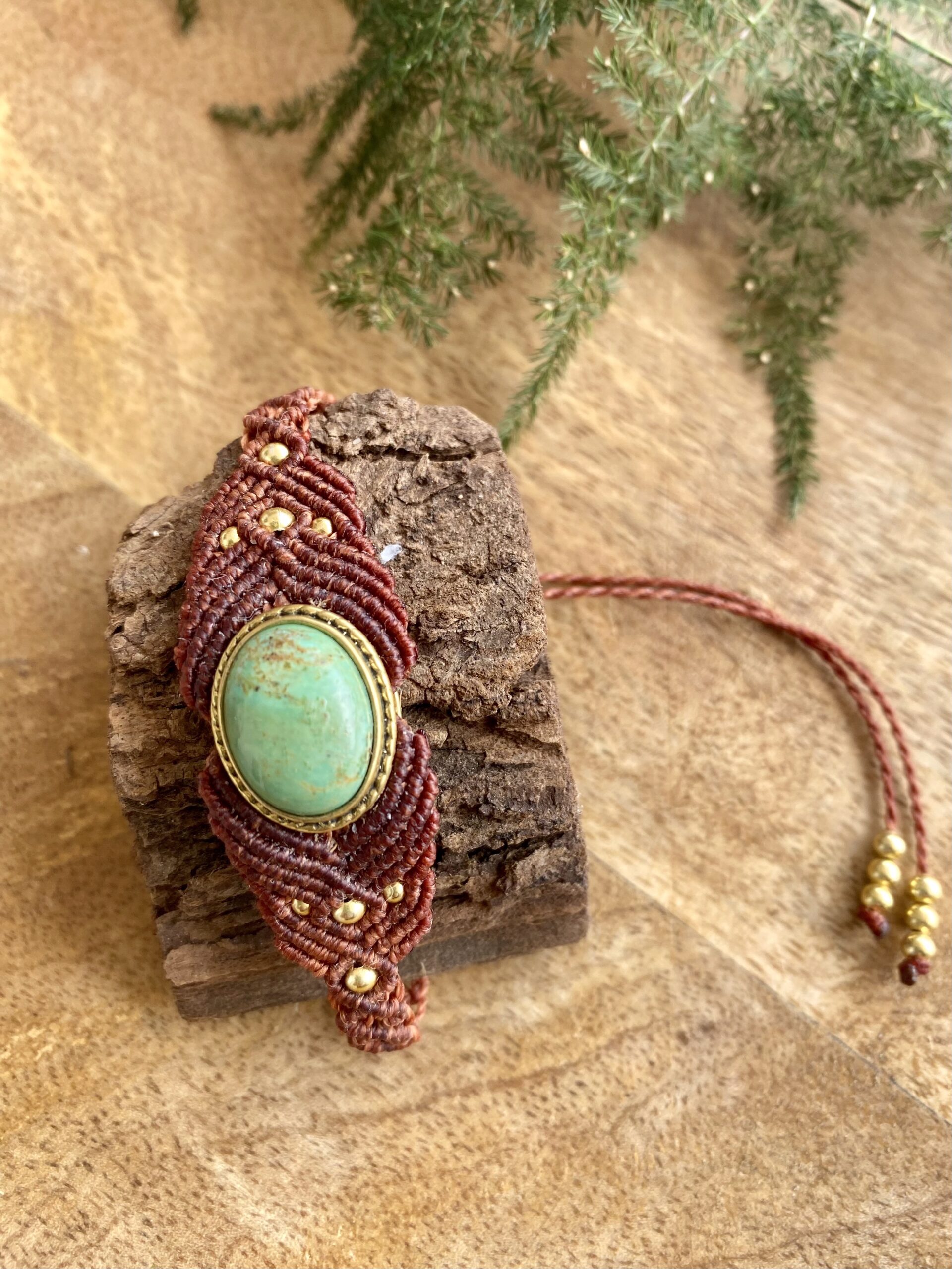 Conjunto de collar y pulsera ÚNICA, en macramé con turquesa - Imagen 6