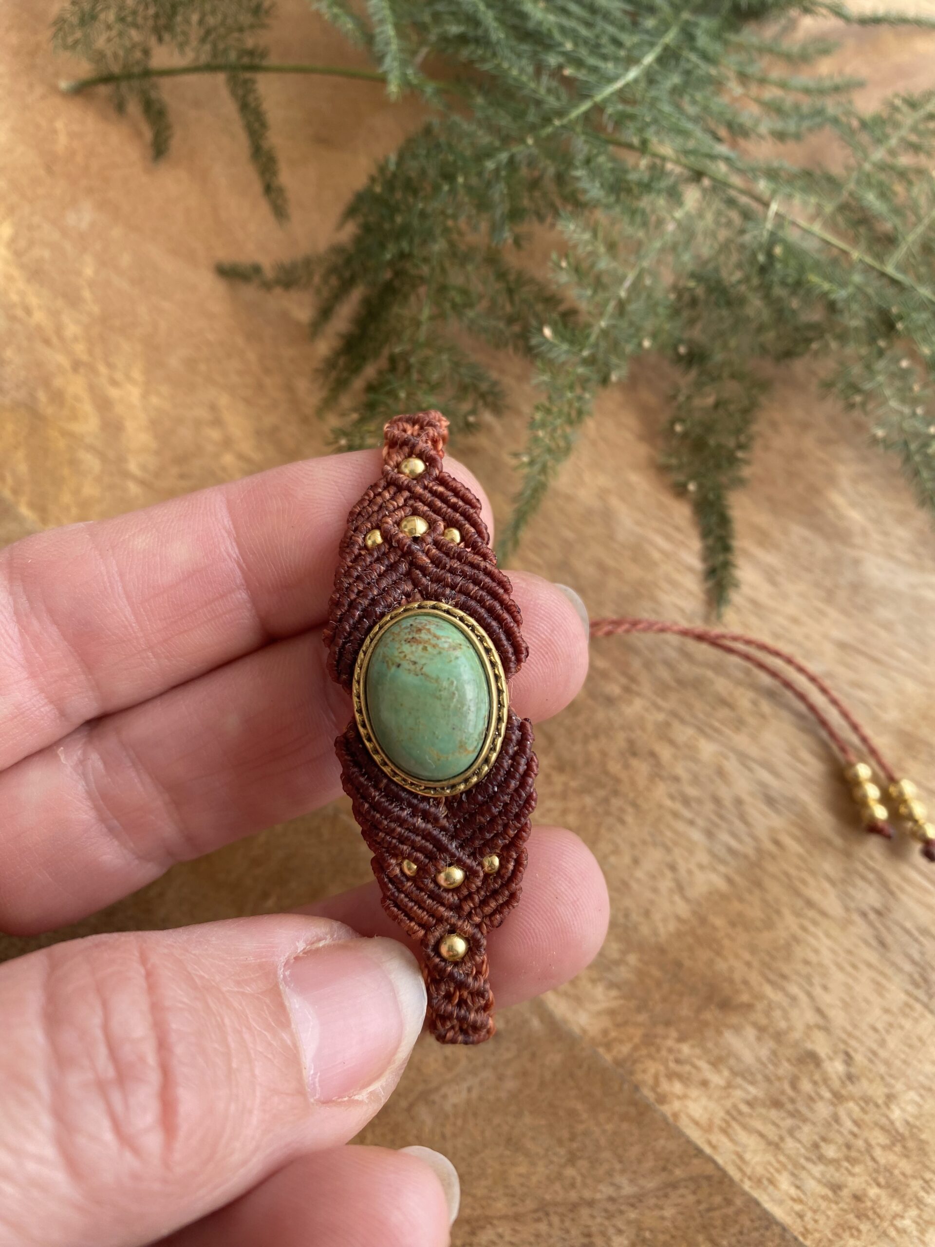 Pulsera ÚNICA, en macramé con turquesa - Imagen 3