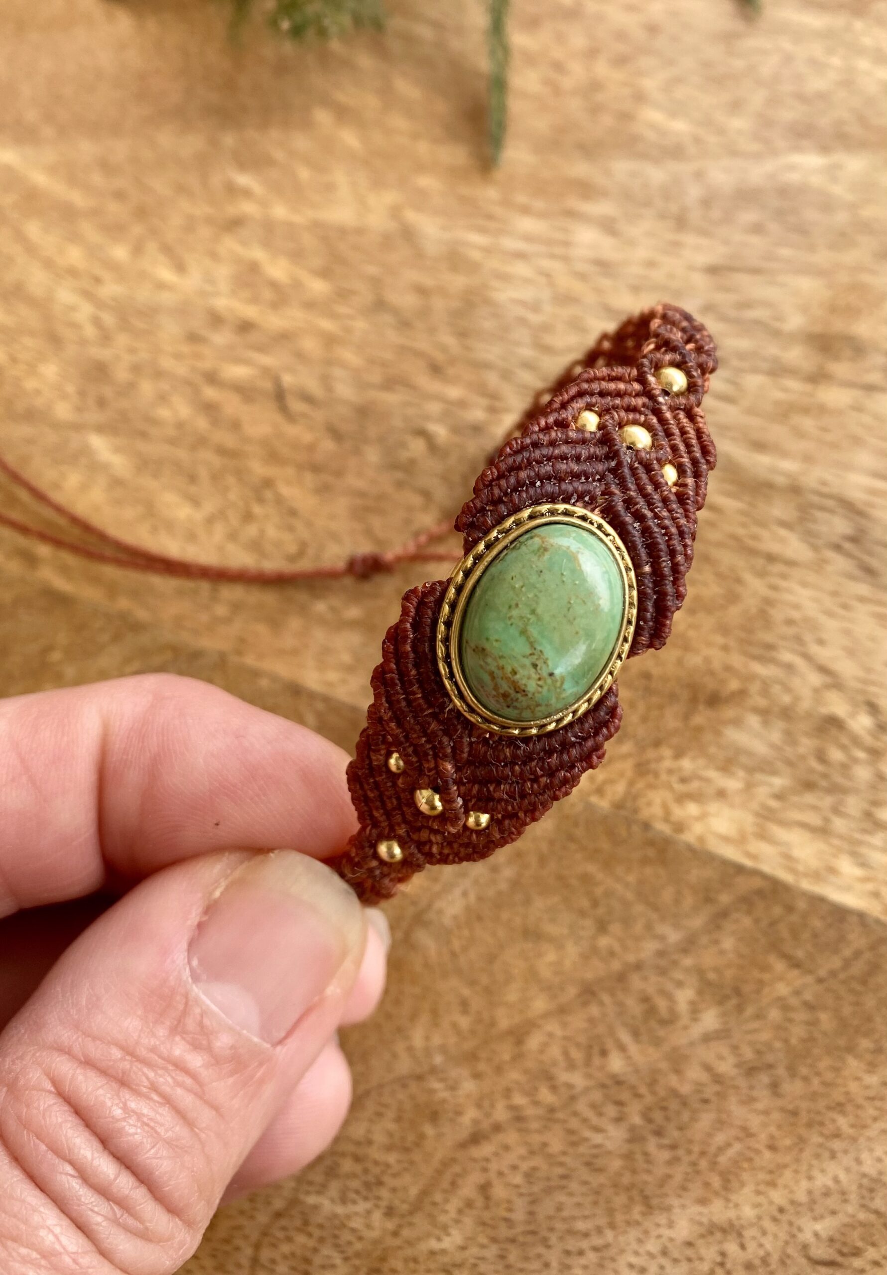 Pulsera ÚNICA, en macramé con turquesa - Imagen 2